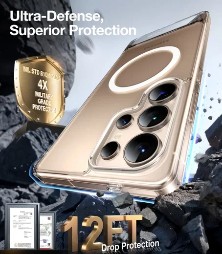 TORRAS Pstand Spin Magnetic Samsung Galaxy S25 Ultra Hoesje 360° Kickstand Clear afbeelding 9