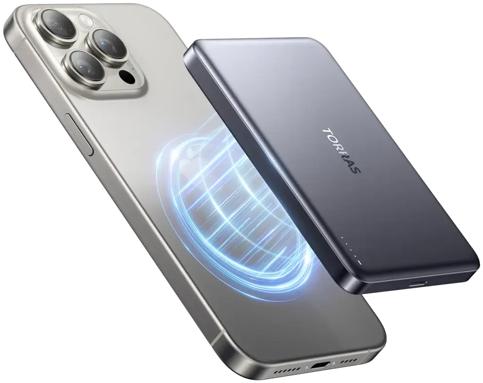 Torras MiniMag 10.000 mAh MagSafe Powerbank Reisformaat Donkergrijs afbeelding 1