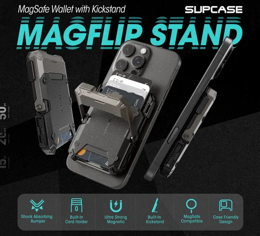 SUPCASE MagFlip MagSafe Pasjeshouder / Kaarthouder en Standaard Zwart afbeelding 4