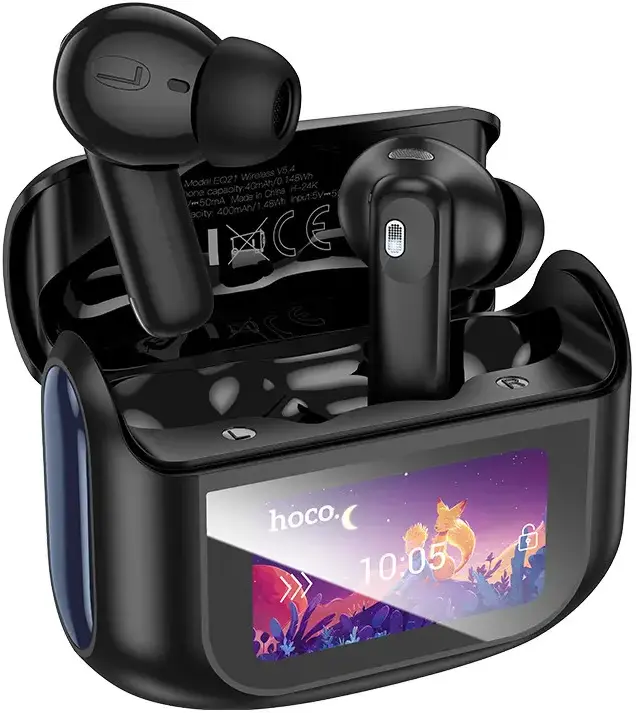 Hoco EQ21 ANC Noise Cancelling Draadloze Oordopjes Met Touchscreen Zwart afbeelding 1