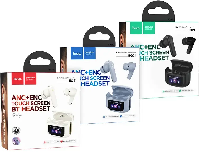 Hoco EQ21 ANC Noise Cancelling Draadloze Oordopjes Met Touchscreen Zwart afbeelding 6