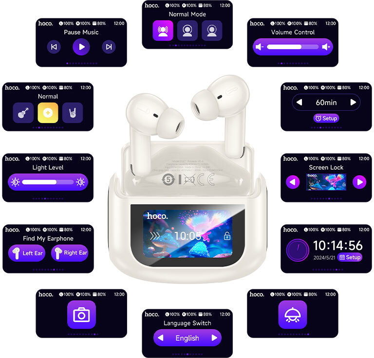 Hoco EQ21 ANC Noise Cancelling Draadloze Oordopjes Met Touchscreen Blauw afbeelding 4