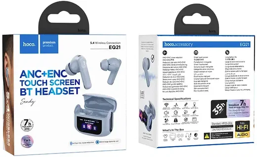 Hoco EQ21 ANC Noise Cancelling Draadloze Oordopjes Met Touchscreen Blauw afbeelding 6