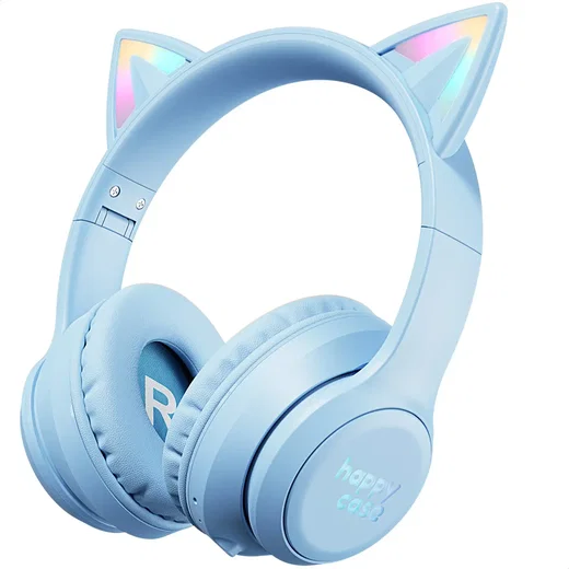 HappyCase Popz Draadloze Kinderkoptelefoon Met Kattenoortjes Blauw afbeelding 14