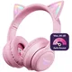 HappyCase Popz Draadloze Kinderkoptelefoon Met Kattenoortjes Roze
