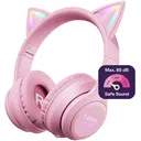 HappyCase Popz Draadloze Kinderkoptelefoon Met Kattenoortjes Roze