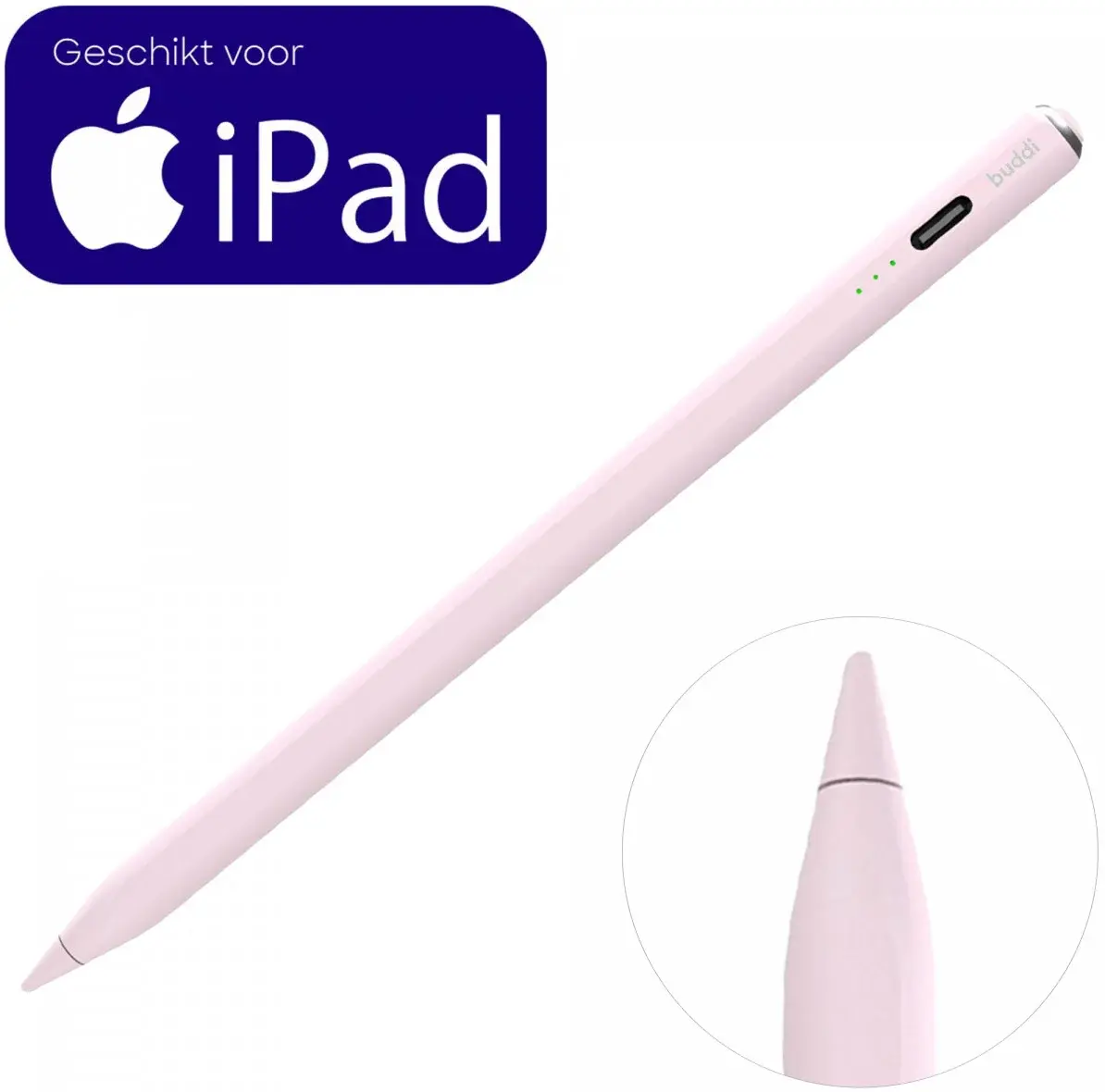 Buddi Wave Actieve Stylus Pen met Handpalmrejectie (voor iPad) Roze afbeelding 1