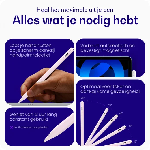 Buddi Wave Actieve Stylus Pen met Handpalmrejectie (voor iPad) Roze afbeelding 4