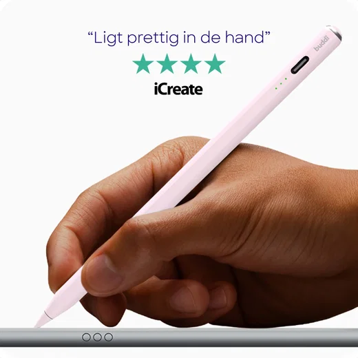 Buddi Wave Actieve Stylus Pen met Handpalmrejectie (voor iPad) Roze afbeelding 5