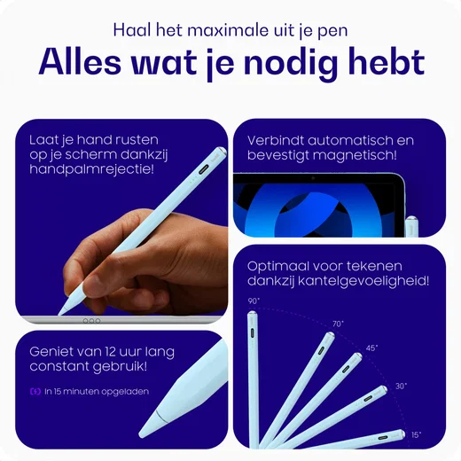 Buddi Wave Actieve Stylus Pen met Handpalmrejectie (voor iPad) Blauw afbeelding 4