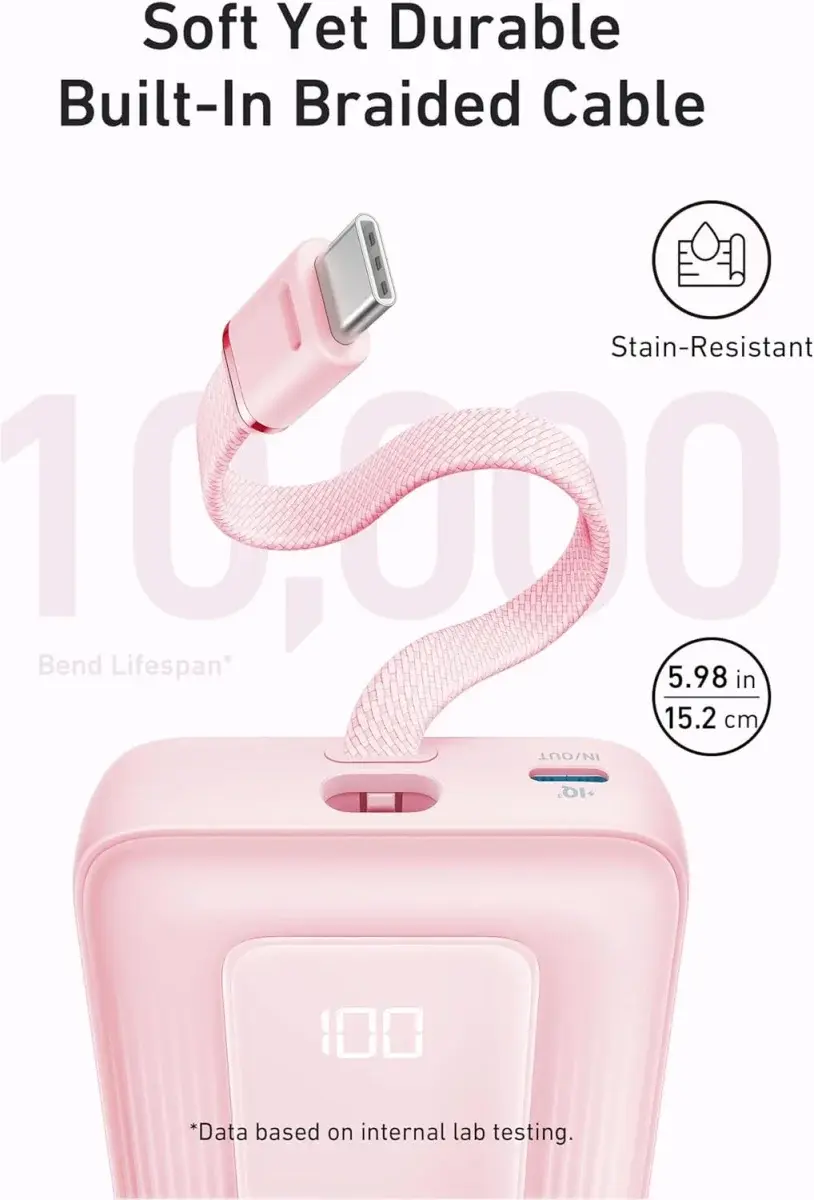 Anker Zolo 30W Powerbank met Ingebouwde Lanyard USB-C Kabel 20.000 mAh Zwart afbeelding 6