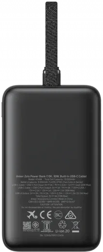 Anker Zolo 30W Powerbank met Ingebouwde Lanyard USB-C Kabel 20.000 mAh Zwart afbeelding 10