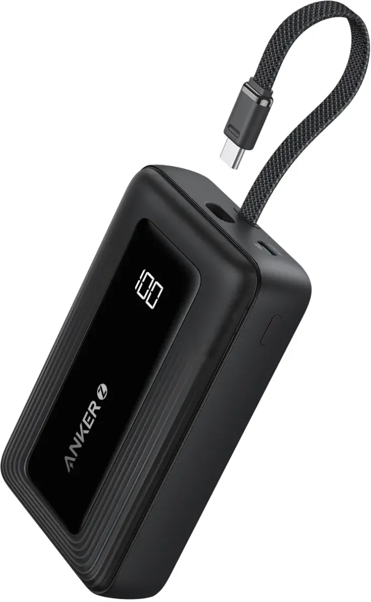 Anker Zolo 30W Powerbank met Ingebouwde Lanyard USB-C Kabel 20.000 mAh Zwart afbeelding 1