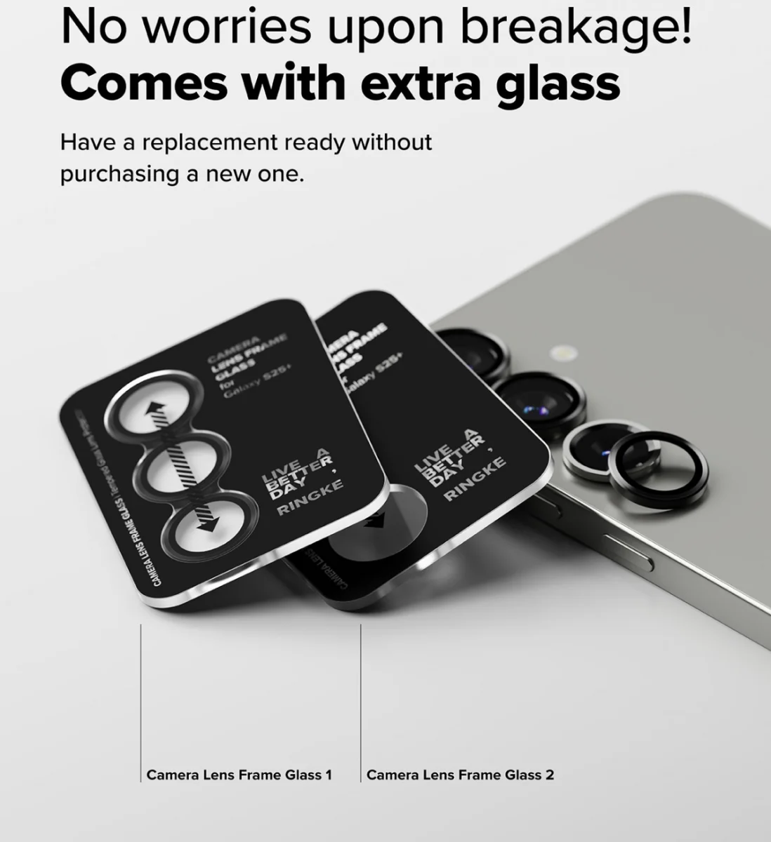 Ringke Frame Glass Samsung Galaxy S25 Plus Camera Protector (2-Pack) afbeelding 5