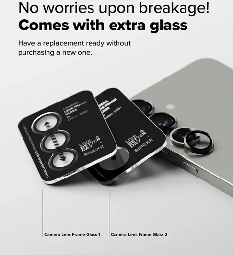 Ringke Frame Glass Samsung Galaxy S25 Plus Camera Protector (2-Pack) afbeelding 5