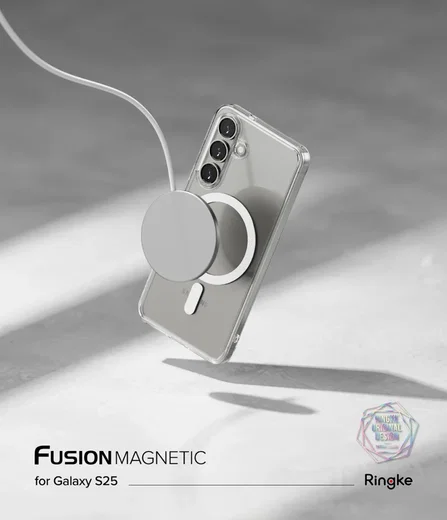 Ringke Fusion Magnetic Samsung Galaxy S25 Hoesje MagSafe / Qi2 Transparant afbeelding 3