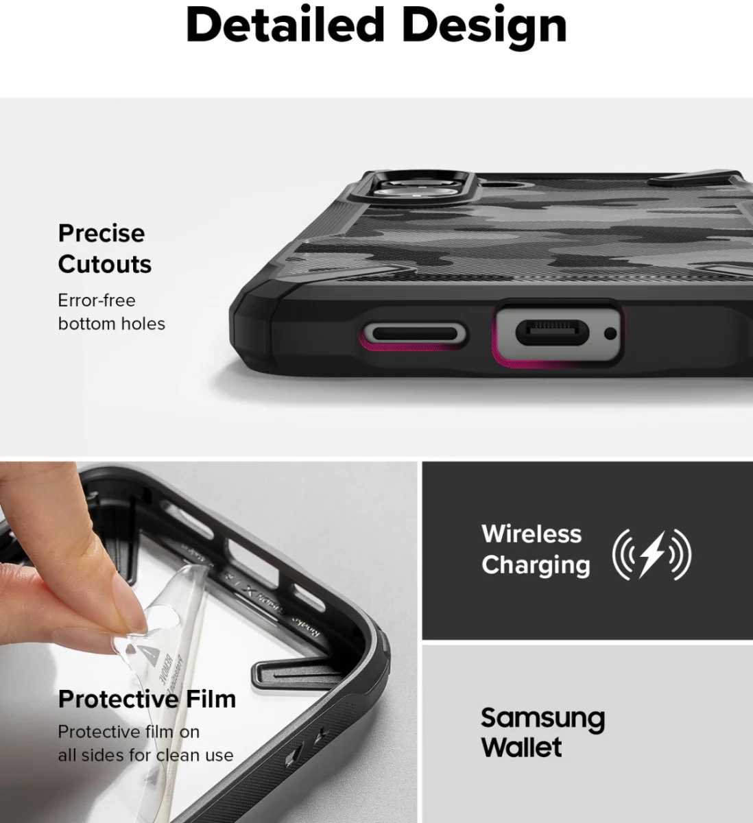 Ringke Fusion X Samsung Galaxy S25 Hoesje Back Cover Camo Zwart afbeelding 4
