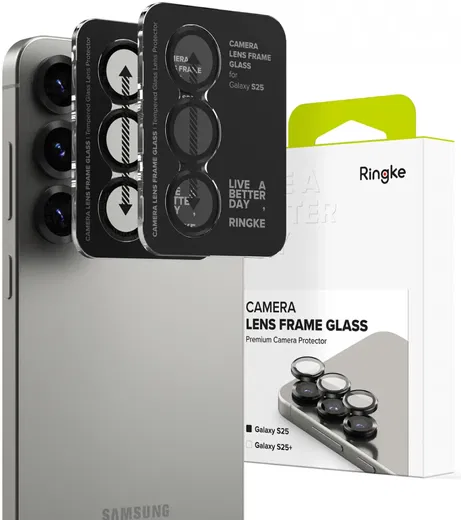Ringke Frame Glass Samsung Galaxy S25 Camera Protector (2-Pack) afbeelding 1