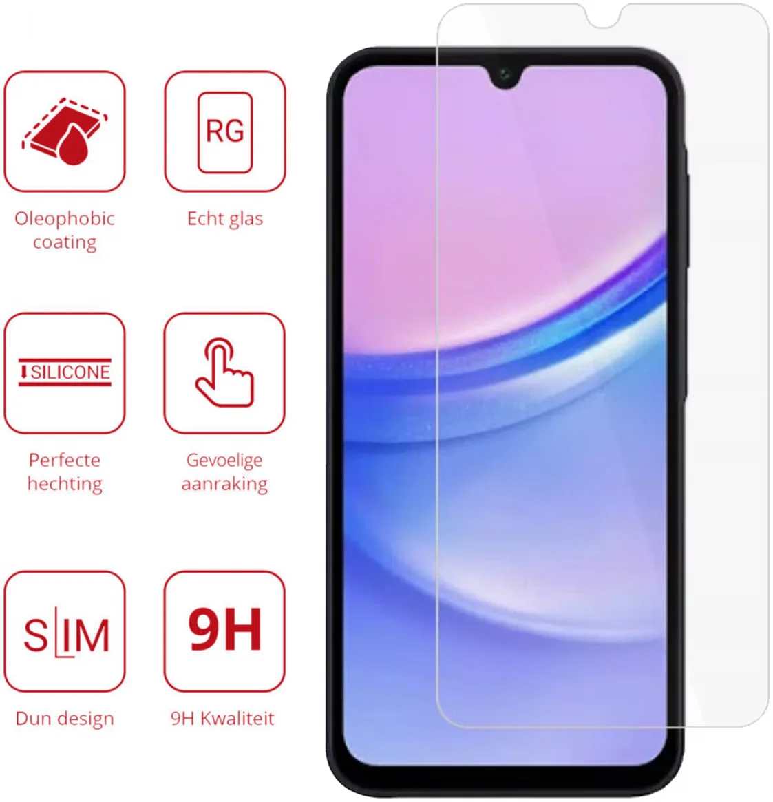Rosso Samsung Galaxy A16 9H Tempered Glass Screen Protector afbeelding 2