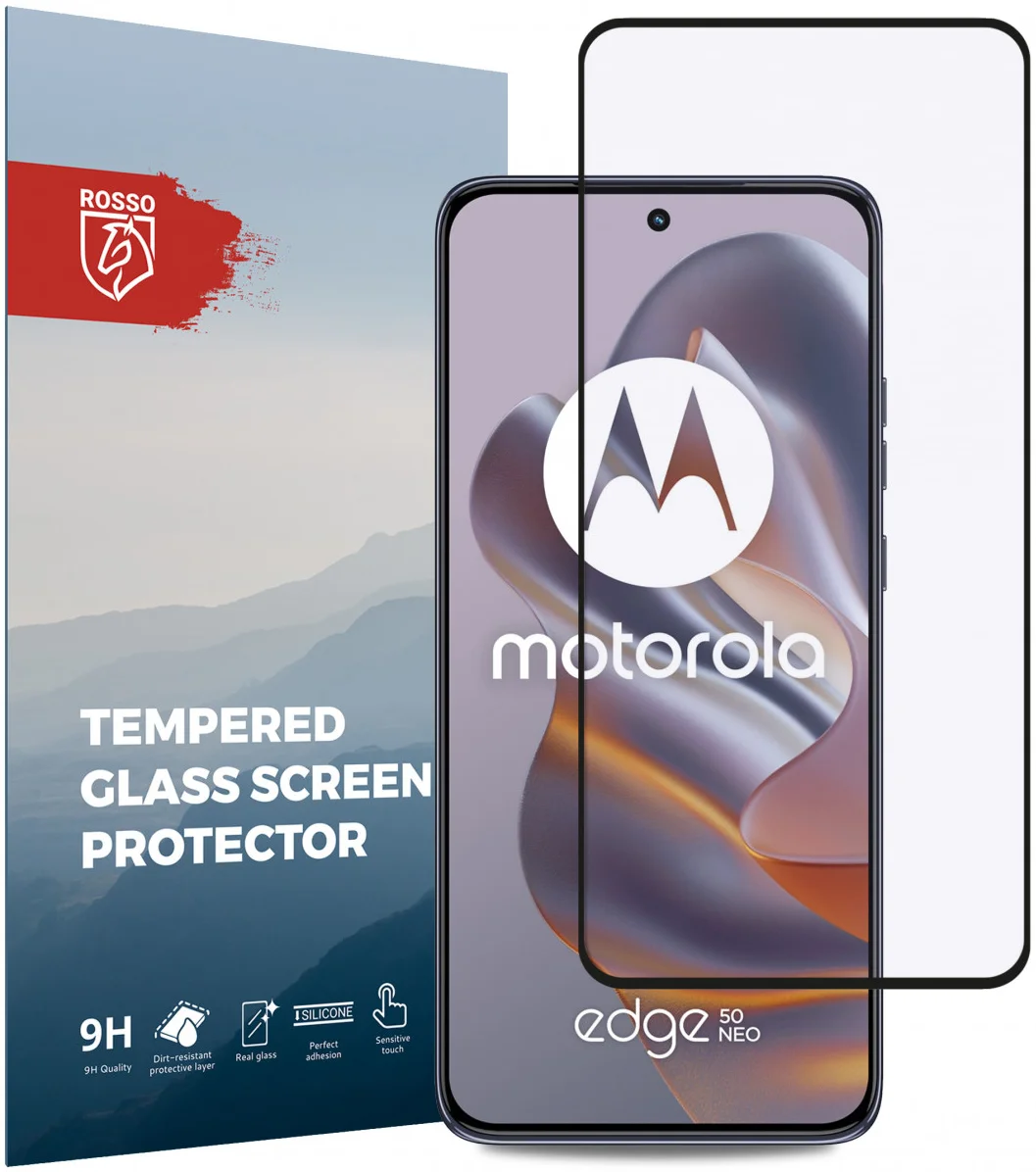 Rosso Motorola Edge 50 Neo 9H Tempered Glass Screen Protector Zwart afbeelding 1