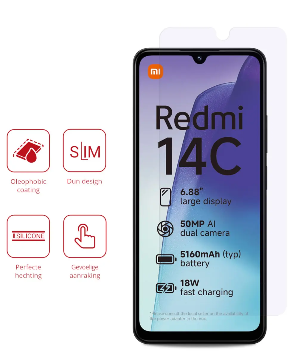 Rosso Xiaomi Redmi 14C Screen Protector Case Friendly Folie Duo Pack afbeelding 2