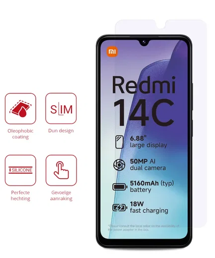 Rosso Xiaomi Redmi 14C Screen Protector Case Friendly Folie Duo Pack afbeelding 2