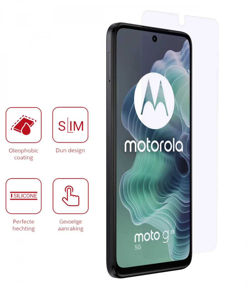 Rosso Motorola Moto G35 Screen Protector Case Friendly Folie Duo Pack afbeelding 2