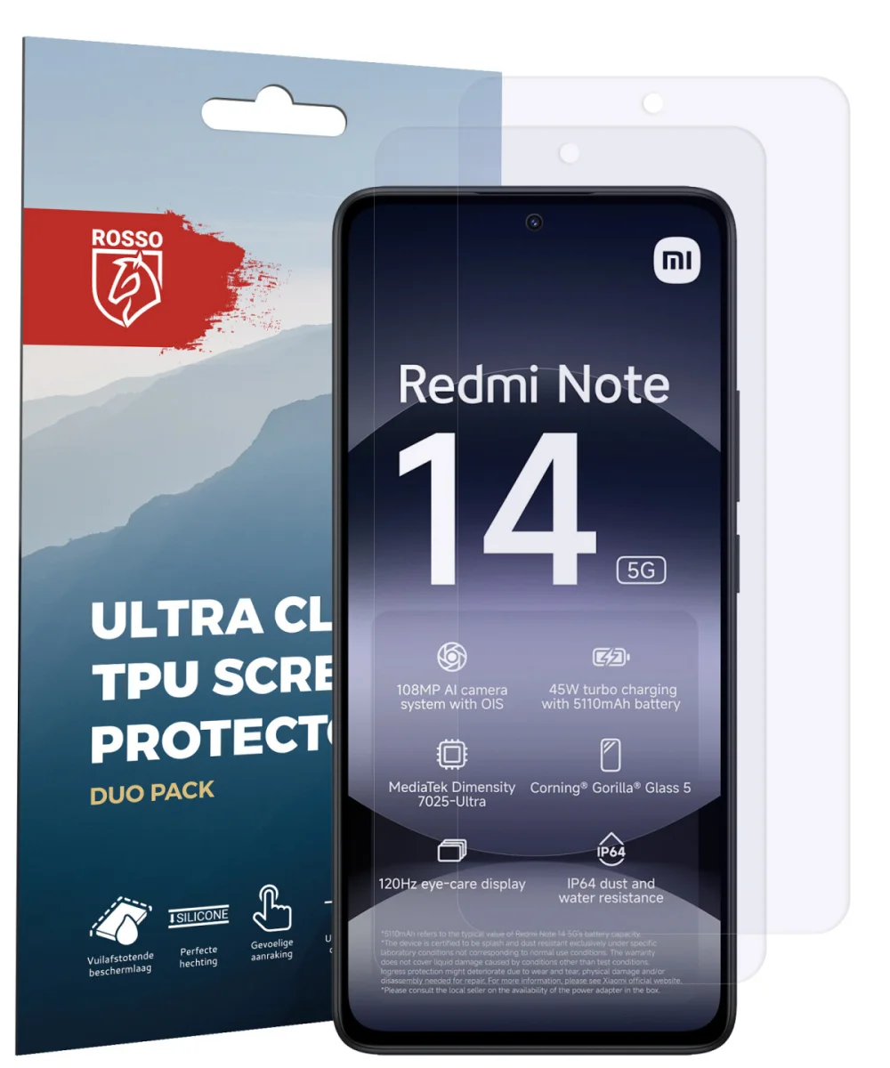 Rosso Xiaomi Redmi Note 14 4G Screen Protector Case Friendly Folie Duo Pack afbeelding 8
