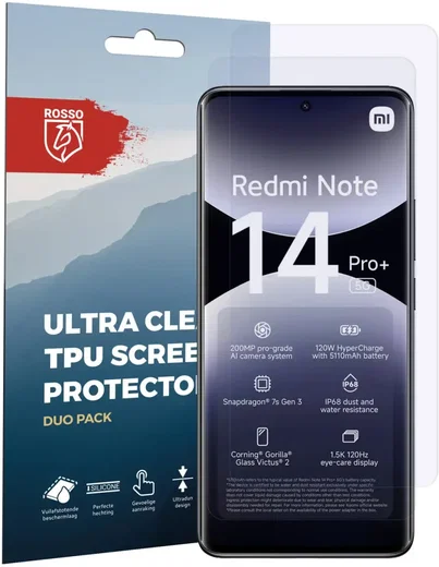 Rosso Xiaomi Redmi Note 14 Pro+ Screenprotector Case Friendly Folie Duo Pack afbeelding 7