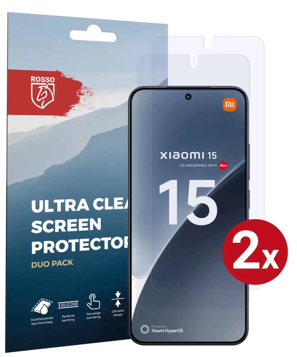 Rosso Xiaomi 15 Screen Protector Case Friendly Folie Duo Pack afbeelding 1