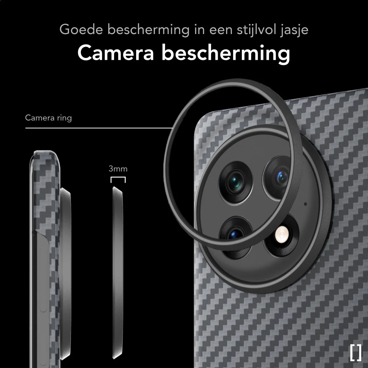 NEKIT Fiber OnePlus 13 Hoesje MagSafe Kevlar Back Cover Dun Zwart afbeelding 4
