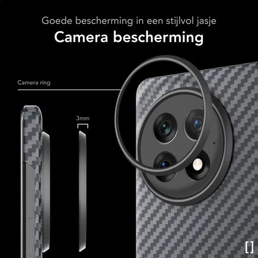 NEKIT Fiber OnePlus 13 Hoesje MagSafe Kevlar Back Cover Dun Zwart afbeelding 4