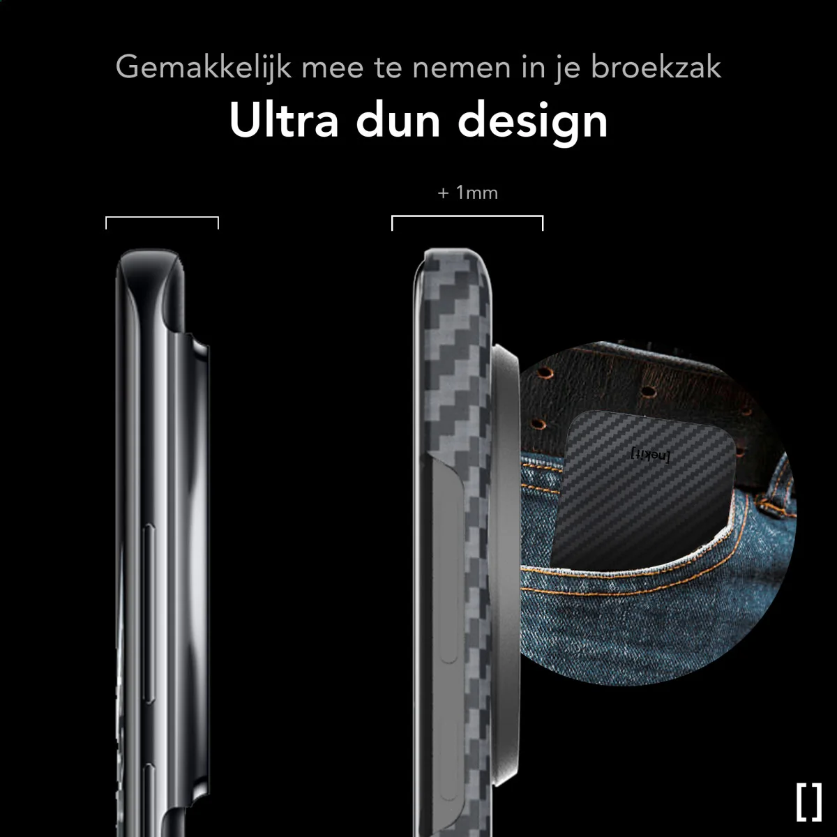 NEKIT Fiber OnePlus 13 Hoesje MagSafe Kevlar Back Cover Dun Zwart afbeelding 5