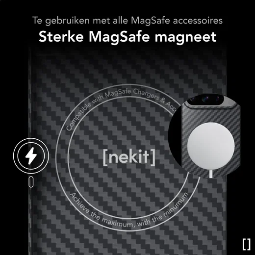 NEKIT Fiber OnePlus 13 Hoesje MagSafe Kevlar Back Cover Dun Zwart afbeelding 6