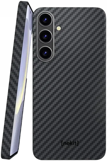 NEKIT Fiber Samsung Galaxy S25 Hoesje MagSafe / Qi2 Kevlar Back Cover Dun Zwart afbeelding 1