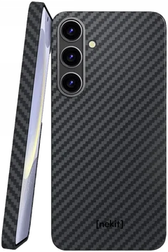 NEKIT Fiber Samsung Galaxy S25 Hoesje MagSafe / Qi2 Kevlar Back Cover Dun Zwart