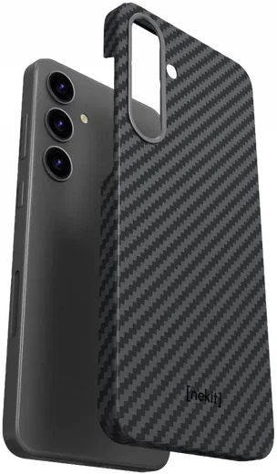 NEKIT Fiber Samsung Galaxy S25 Hoesje MagSafe / Qi2 Kevlar Back Cover Dun Zwart afbeelding 12