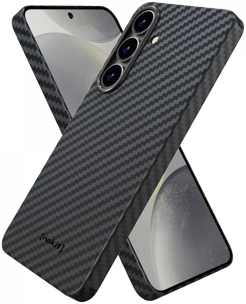 NEKIT Fiber Samsung Galaxy S25 Hoesje MagSafe / Qi2 Kevlar Back Cover Dun Zwart afbeelding 13
