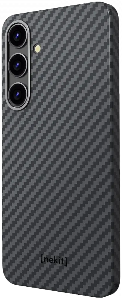 NEKIT Fiber Samsung Galaxy S25 Hoesje MagSafe / Qi2 Kevlar Back Cover Dun Zwart afbeelding 15