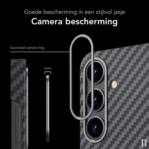 NEKIT Fiber Samsung Galaxy S25 Hoesje MagSafe / Qi2 Kevlar Back Cover Dun Zwart afbeelding 4