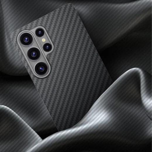 NEKIT Fiber Samsung Galaxy S25 Ultra Hoesje MagSafe Kevlar Back Cover Dun Zwart afbeelding 11