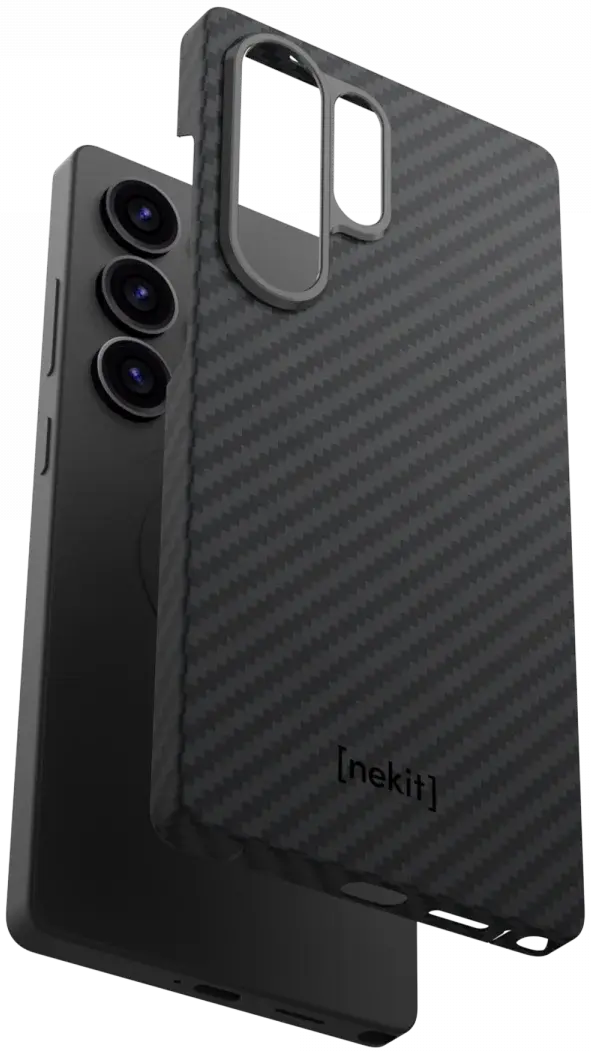 NEKIT Fiber Samsung Galaxy S25 Ultra Hoesje MagSafe Kevlar Back Cover Dun Zwart afbeelding 12