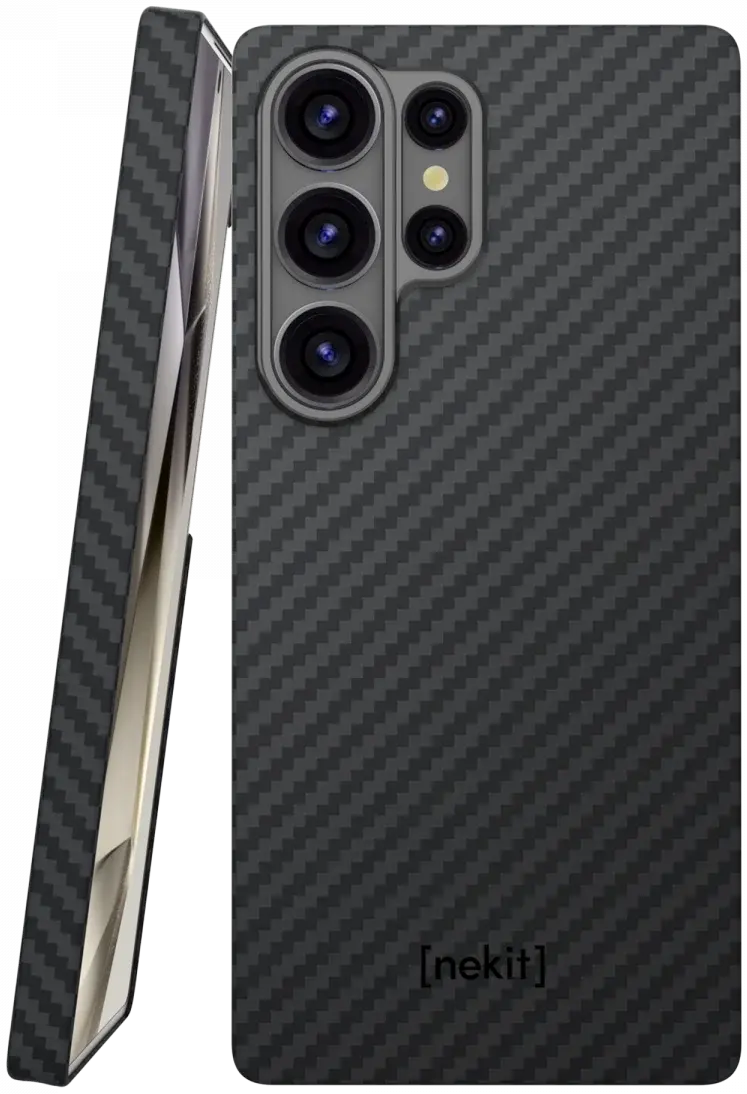 NEKIT Fiber Samsung Galaxy S25 Ultra Hoesje MagSafe Kevlar Back Cover Dun Zwart afbeelding 1