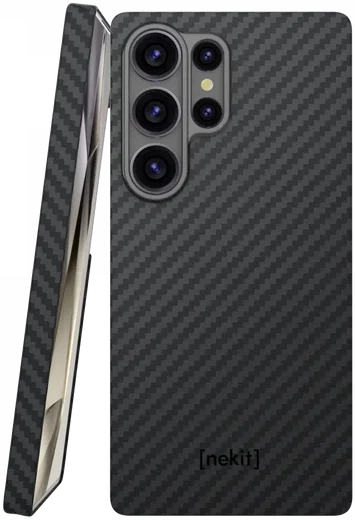 NEKIT Fiber Samsung Galaxy S25 Ultra Hoesje MagSafe Kevlar Back Cover Dun Zwart afbeelding 1