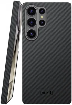 NEKIT Fiber Samsung Galaxy S25 Ultra Hoesje MagSafe Kevlar Back Cover Dun Zwart