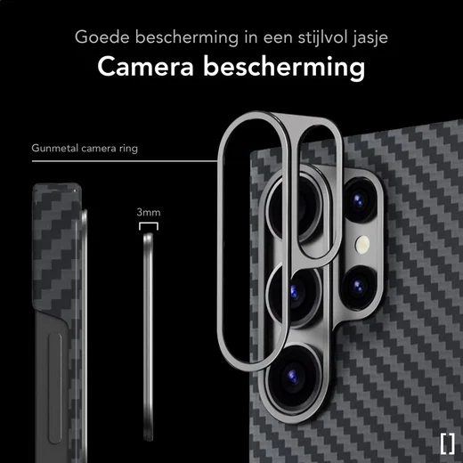 NEKIT Fiber Samsung Galaxy S25 Ultra Hoesje MagSafe Kevlar Back Cover Dun Zwart afbeelding 4