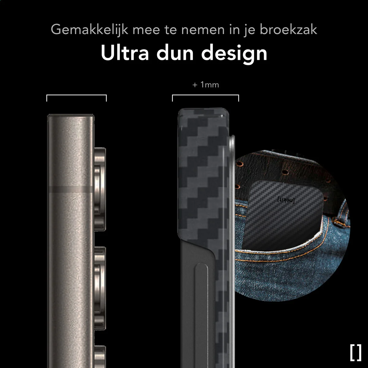 NEKIT Fiber Samsung Galaxy S25 Ultra Hoesje MagSafe Kevlar Back Cover Dun Zwart afbeelding 5