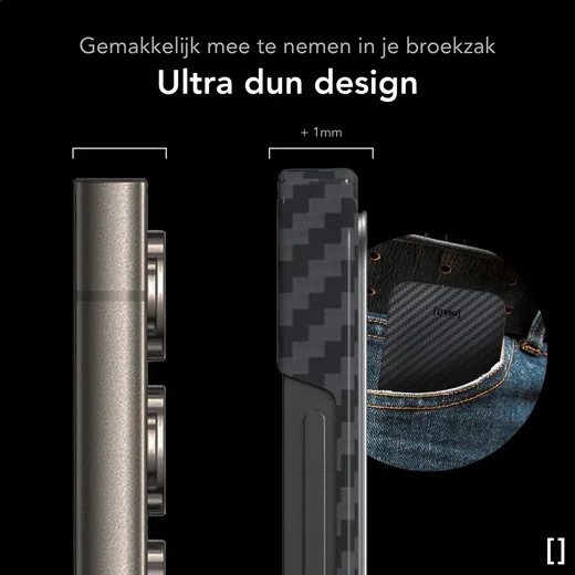 NEKIT Fiber Samsung Galaxy S25 Ultra Hoesje MagSafe Kevlar Back Cover Dun Zwart afbeelding 5