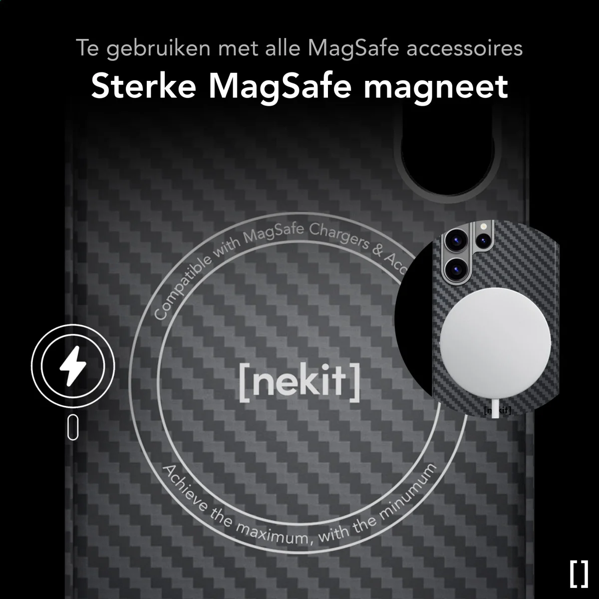 NEKIT Fiber Samsung Galaxy S25 Ultra Hoesje MagSafe Kevlar Back Cover Dun Zwart afbeelding 6
