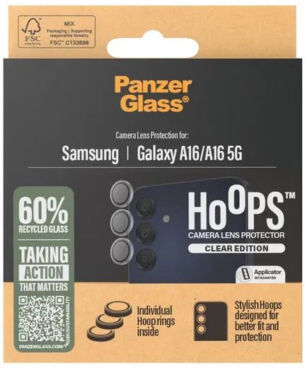 PanzerGlass Hoops Rings Samsung Galaxy A16 Camera Lens Protector Transparant afbeelding 3
